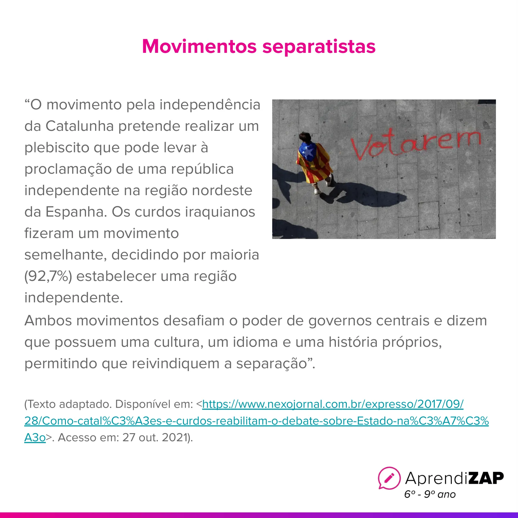Movimentos separatistas | AprendiZAP